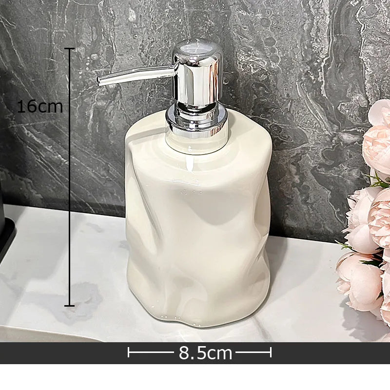 Afralia Wrinkle Ceramic Soap Dispenser Pump Bathroom Lotion Bottle Accessories