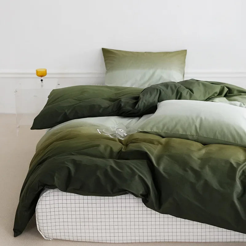 Afralia™ Soft Gradient Print Bedding Set for Student Dorm Home - Nordic Style Sleep Naked Bedclothes