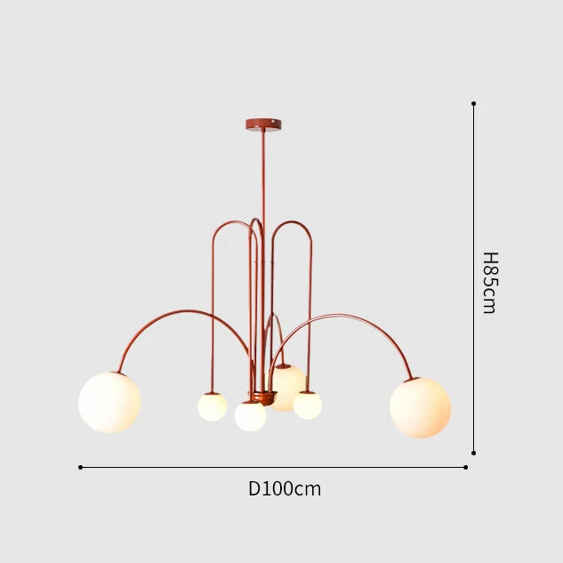 Afralia™ Red Glass Ball Chandelier: Modern Minimalist Arch Hang Lamp for Living Room