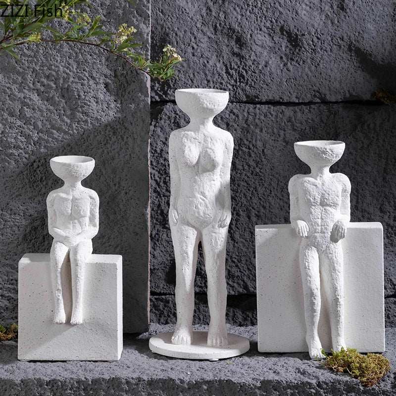 Afralia™ Modern Ceramic Figures Sculpture for Desk Decoration and Room Aesthetic