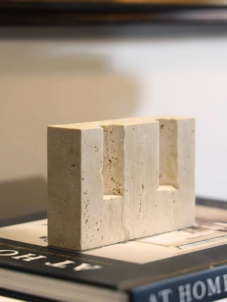 Afralia™ Travertine Stone Candlestick Holder - Elegant Table Centerpiece