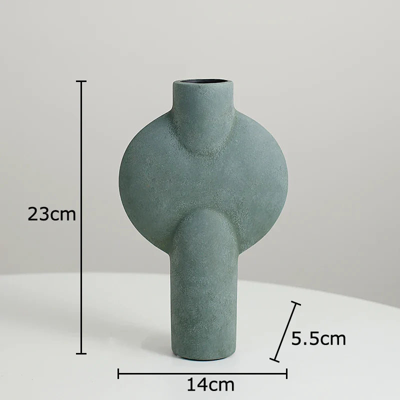 Afralia™ Ceramic Disc Vase: Geometric Round Table Decoration for Floral Arrangement