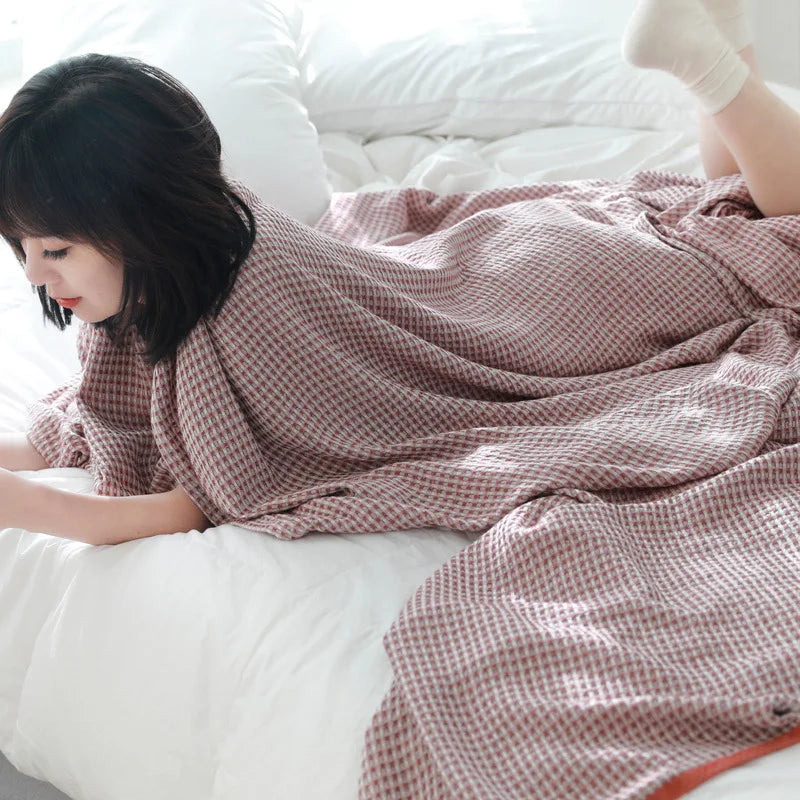 Afralia™ Summer Cool Bamboo Towel Blanket, Single Double Office Nap Blanket