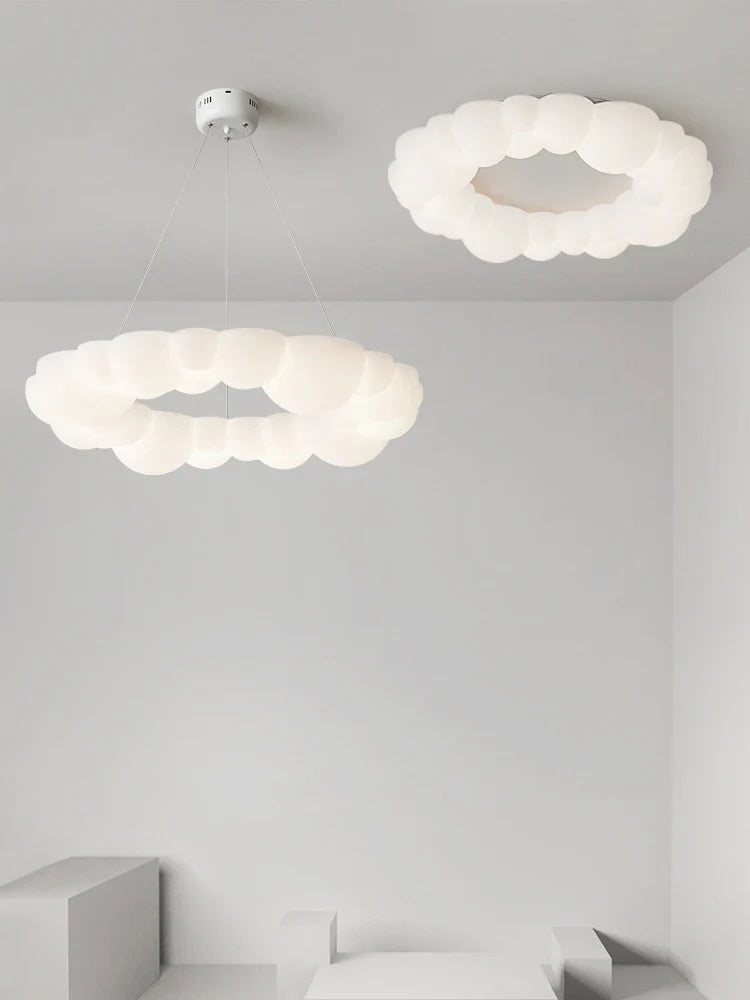 Afralia™ Cloud LED Chandelier Modern Nordic Ceiling Lamp Ring Lighting