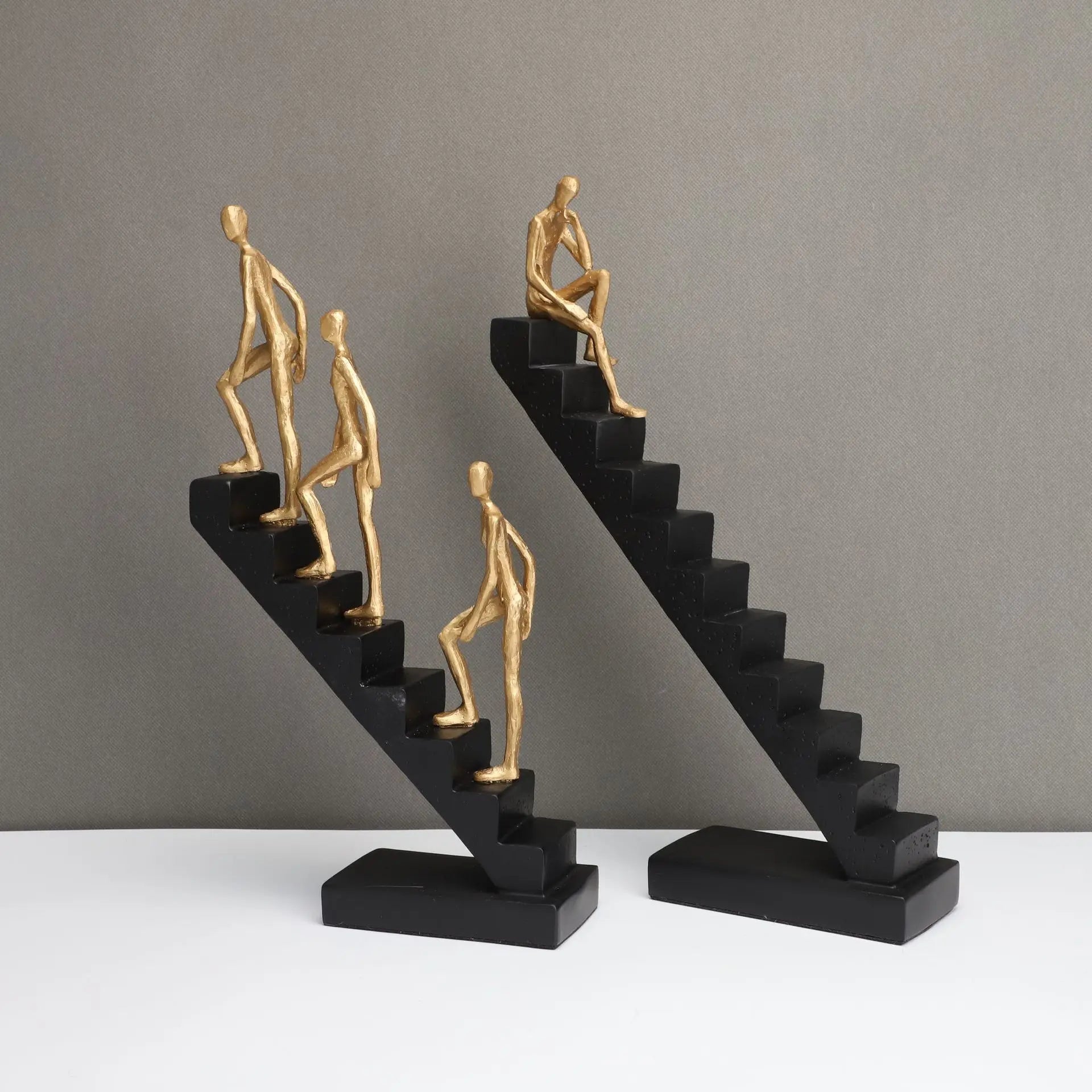 Afralia™ Golden Man Climber Staircase Abstract Sculpture Home Decor Ornaments