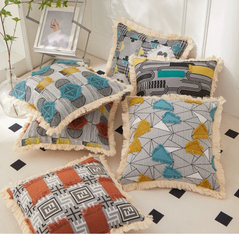 Afralia™ Artistic 45x45 Handmade Cloth Cushion Cover Pillowcase Design