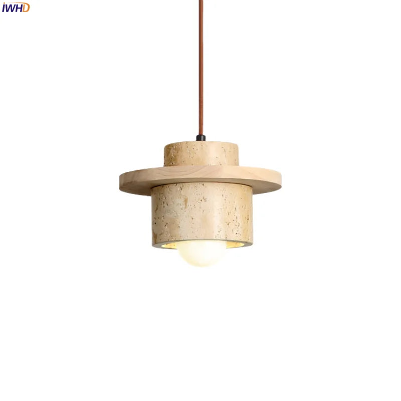 Afralia™ Stone LED Hanging Lamp for Home Decor, Japanese Style Luminaire