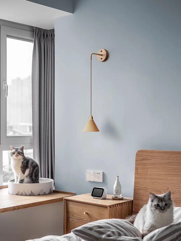 Afralia™ Solid Wood LED Wall Lamp for Home Decor and Lighting in Minimalist Wabi-sabi Style
