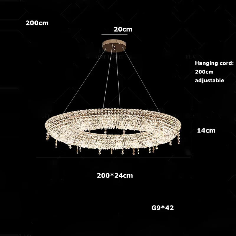 Afralia™ Luxury Crystal Chandelier: Modern LED Ceiling Light Fixture for Duplex Villa, Dimmable
