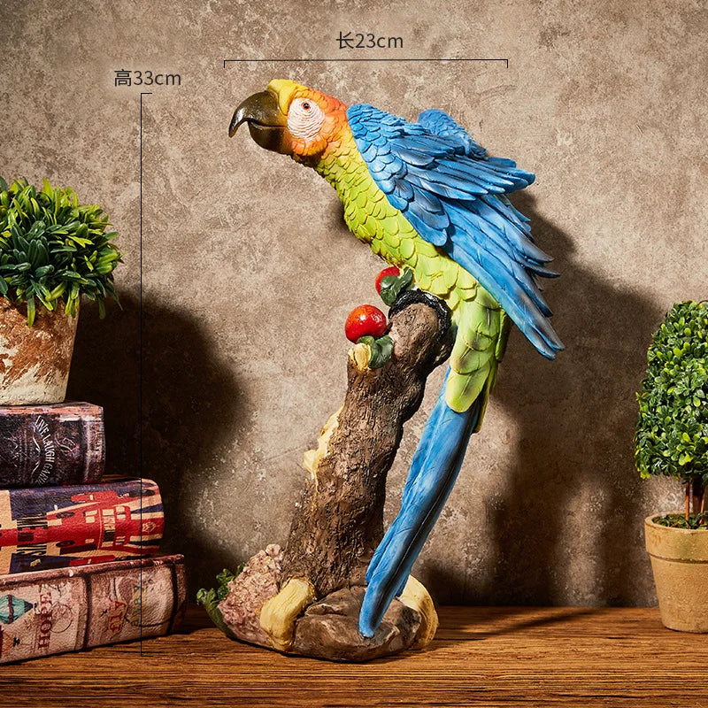 Afralia™ Vibrant Parrot Sculpture Home Decor Ornament Statuette