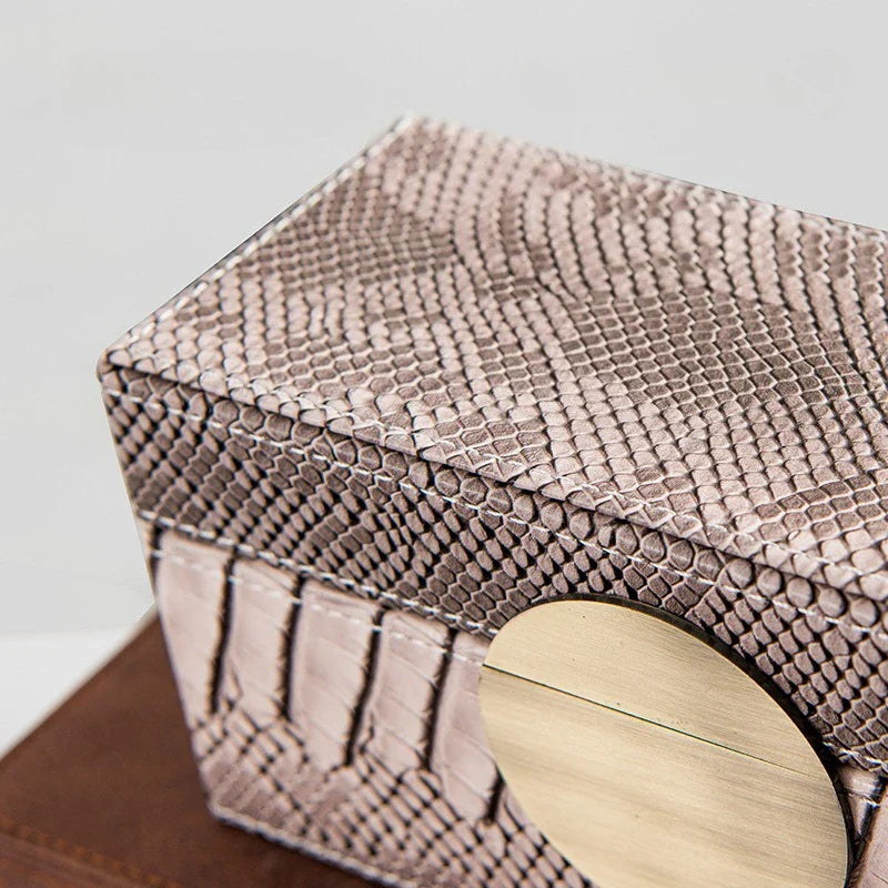 Afralia™ Snake Pattern Jewelry Box: Handmade Leather Storage with Metal Lock