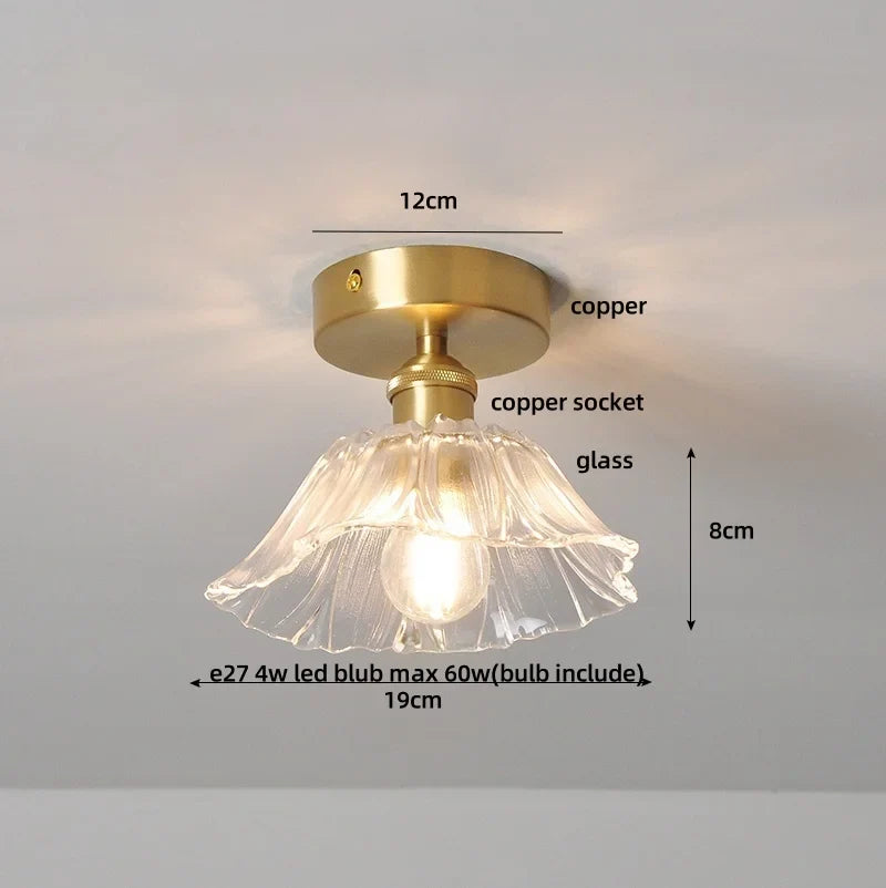 Afralia™ White Glass LED Ceiling Light: Modern Nordic Copper Fixture for Home Decor