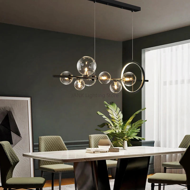 Afralia™ Glass Bubble LED Pendant Chandelier for Modern Living Room Decor