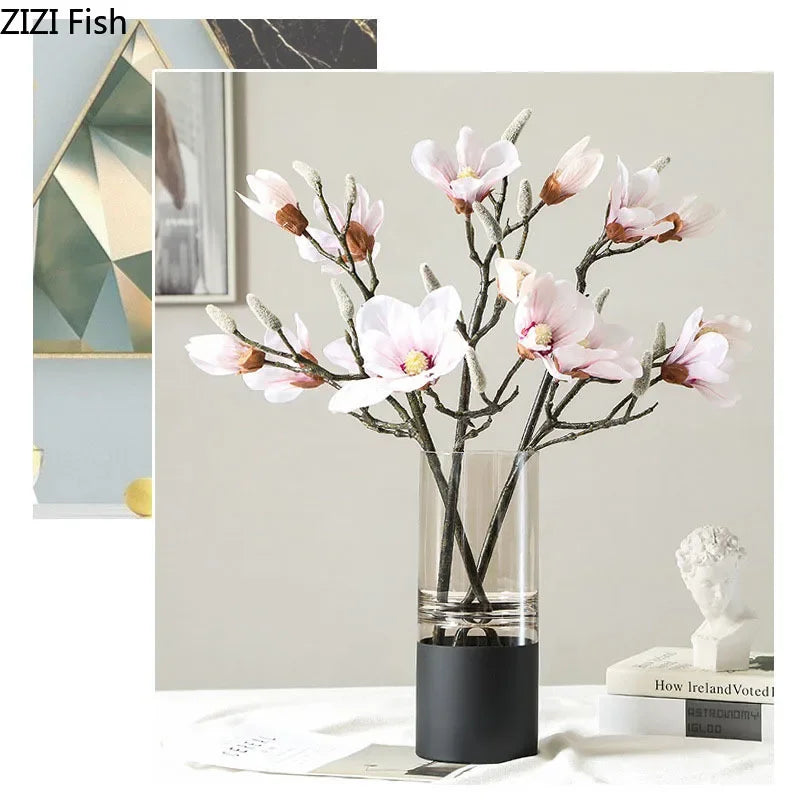 Afralia™ Gold Glass Vase Clear Desk Decor Hydroponic Floral Arrangement Bud Flower Pot