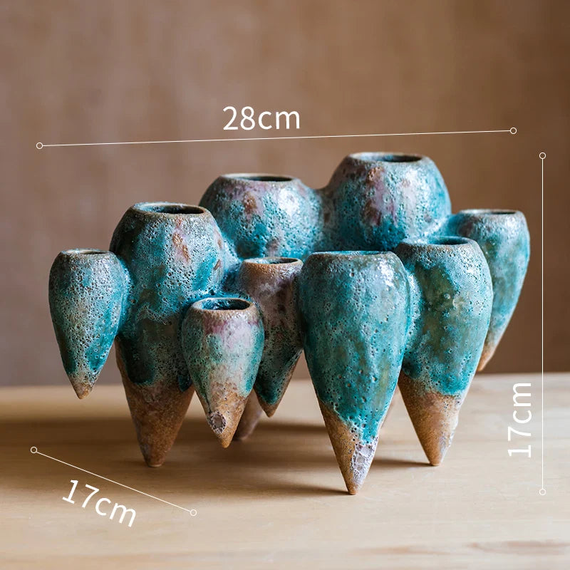 Afralia™ Abstract Tooth Ceramic Flower Pot Hanging Vase for Artistic Home Decor