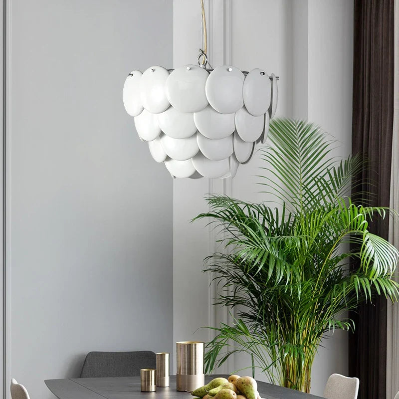 Afralia™ White Ceramic Chandelier: Danish Design Hanging Lamp for Home Decor & Dining