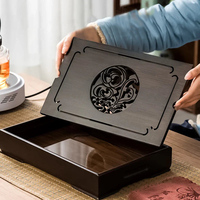 Afralia™ Bamboo Tea Tray: Dual Purpose Teaware Holder with Water Storage and Drainage