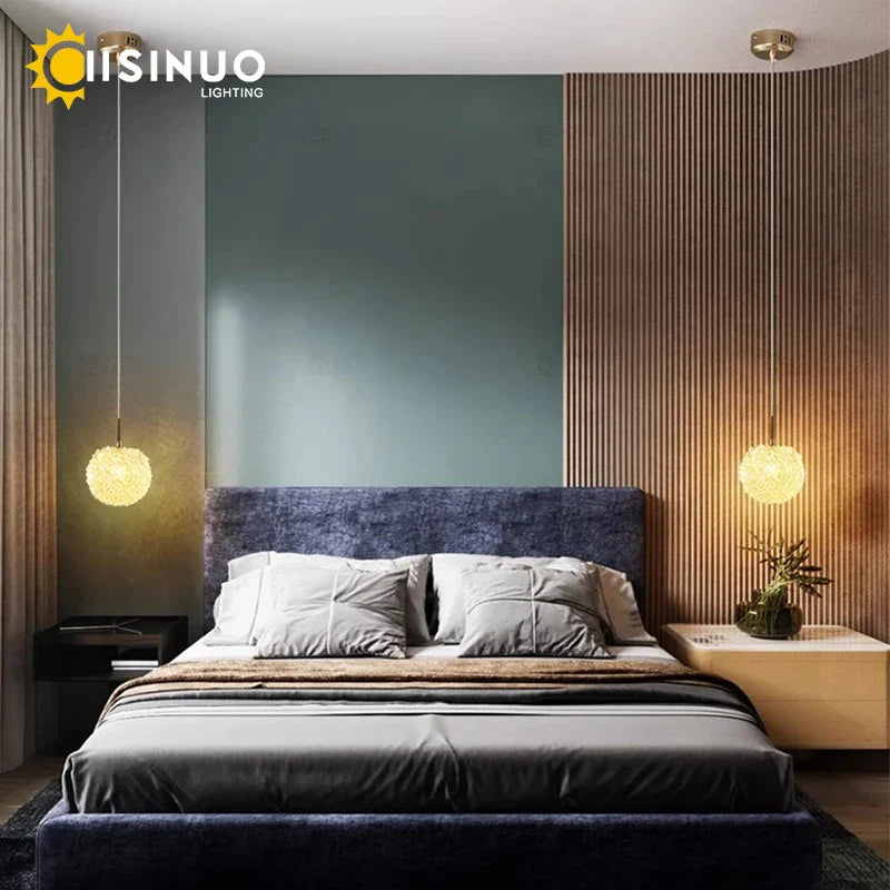 Afralia™ Crystal Ball Pendant Chandelier for Bedroom Bar Deco