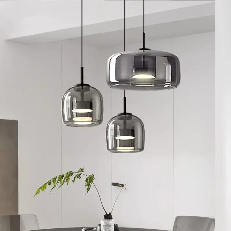 Afralia™ Modern Glass LED Pendant Lights for Dining Room Kitchen Table & B&B Loft Stair Chandeliers