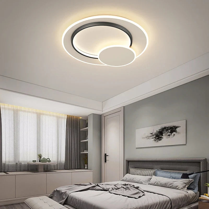 Afralia™ Modern Circular Chandelier for Bedroom Dining Living Room Kitchen Lighting