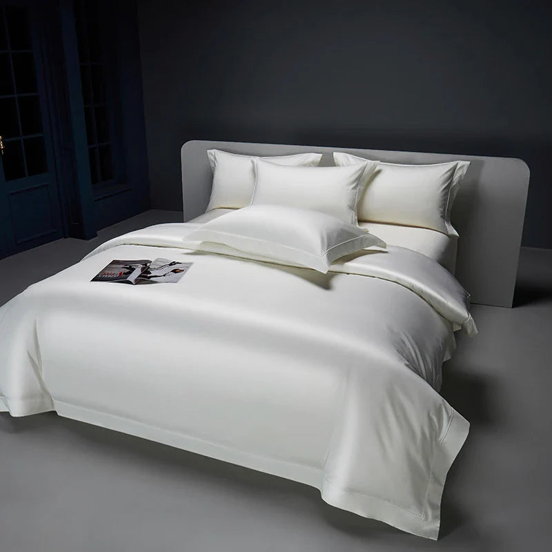 Afralia™ Luxury 1200TC Egyptian Cotton Hotel Bedding Set - Queen King Duvet Cover Flat Sheet Pillowcases