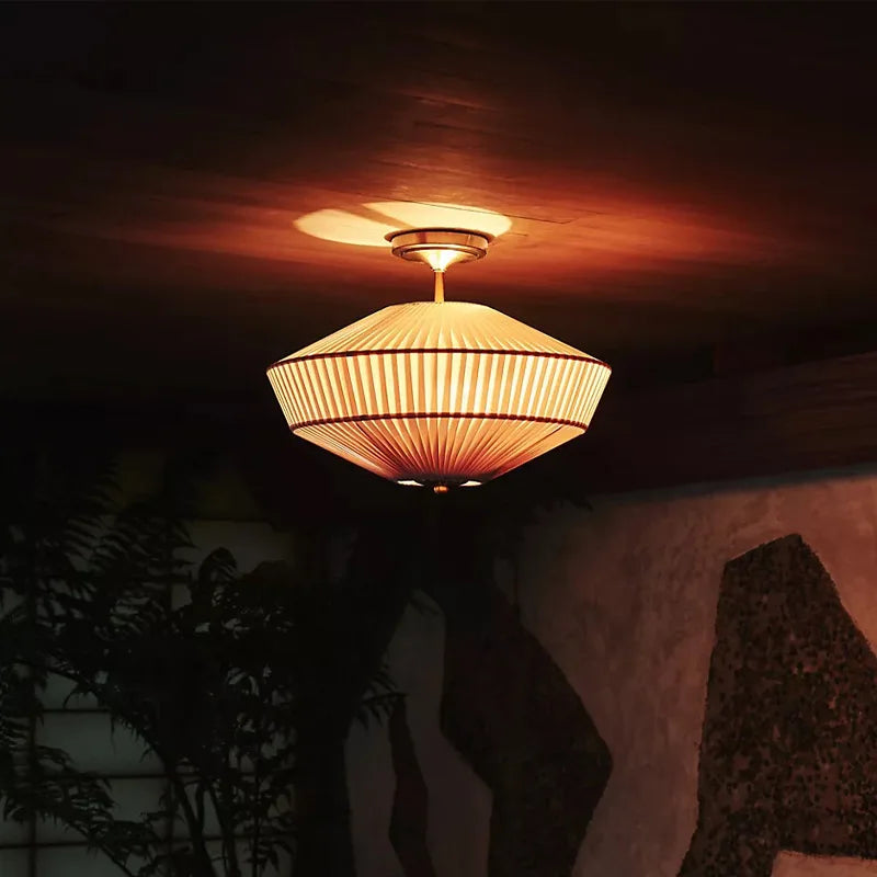 Afralia™ French Style Fabric Pleated Ceiling Lamp Vintage Decorative Light