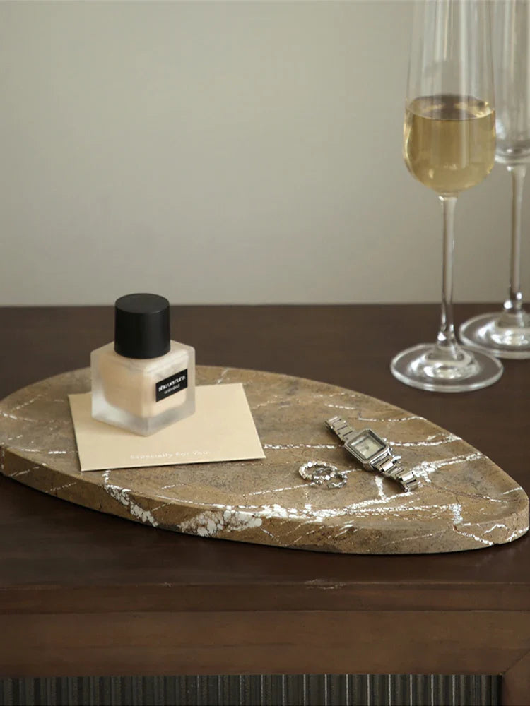 Afralia™ Rainforest Brown Marble Luxury Tray - Home Decor for Bathroom Vanity