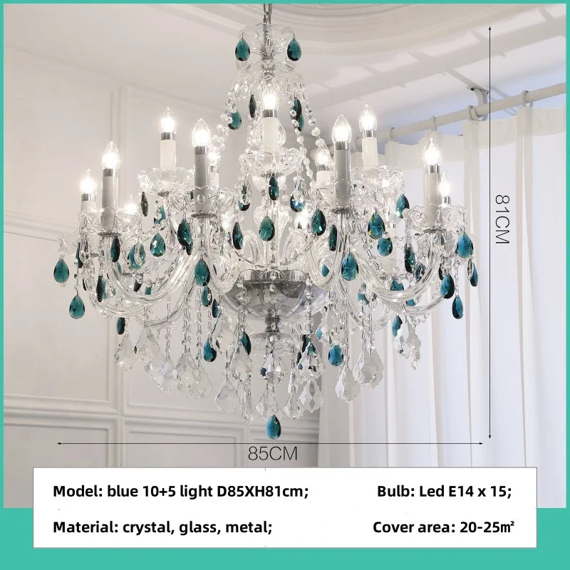Afralia™ Blue Crystal Chandelier: Luxury E14 Pendant Lights for Living Room and Bedroom