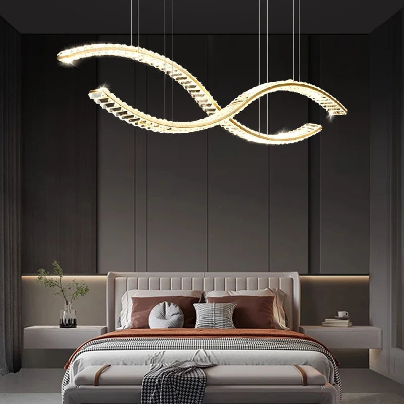 Afralia™ Crystal Chandelier Pendant Lamp Hanging Light for Living Room