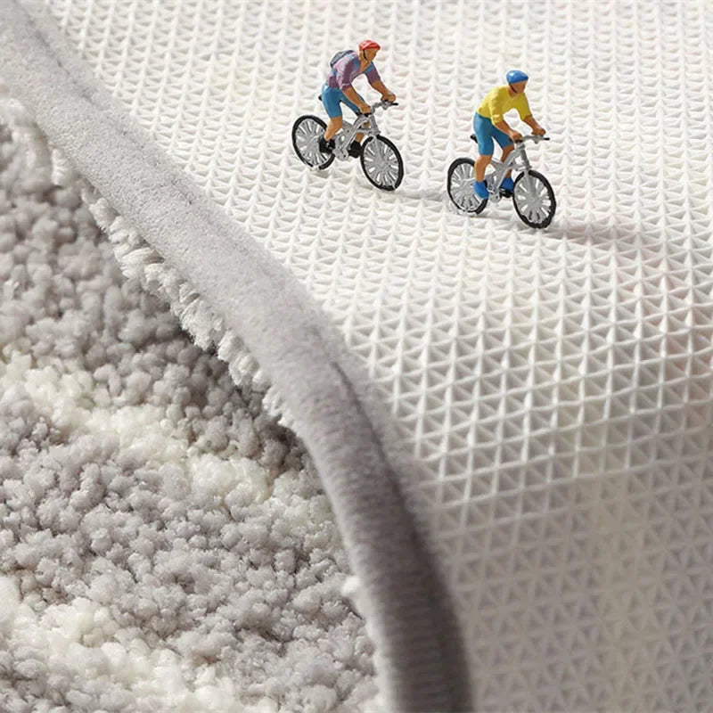 Afralia™ Geometric Flocked Bath Mat Thicken Super Absorbent Anti-slip Bathroom Rug.
