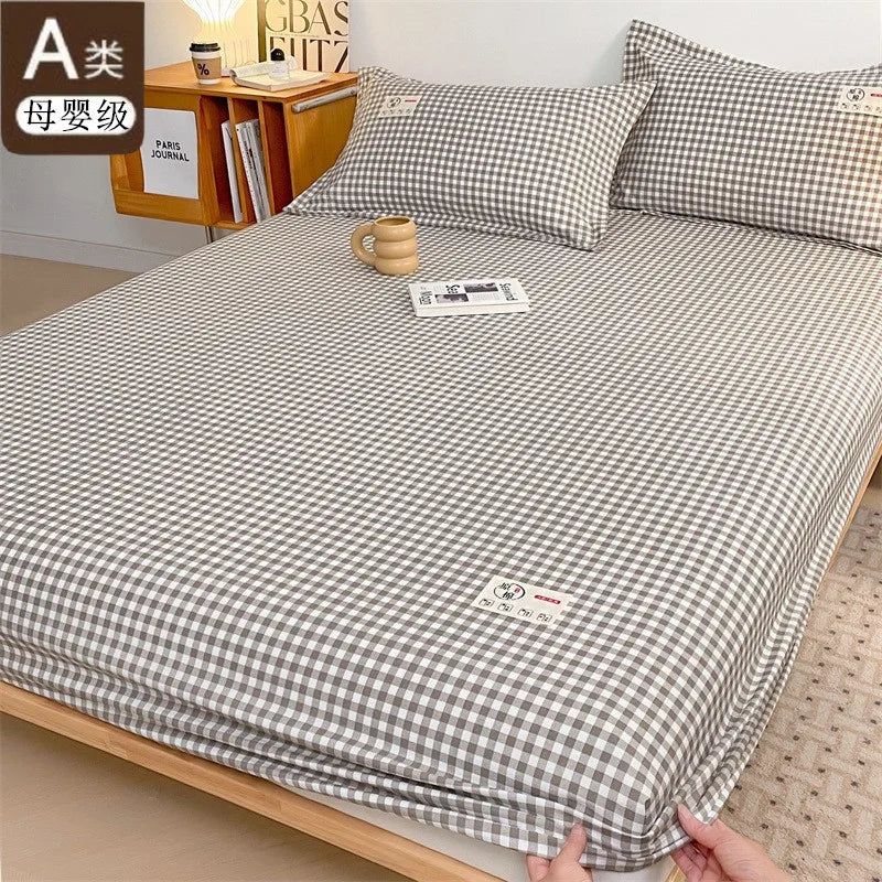 Afralia™ Plaid Style Fitted Sheet - Skin-friendly Elastic Bedsheet for Kids' Room