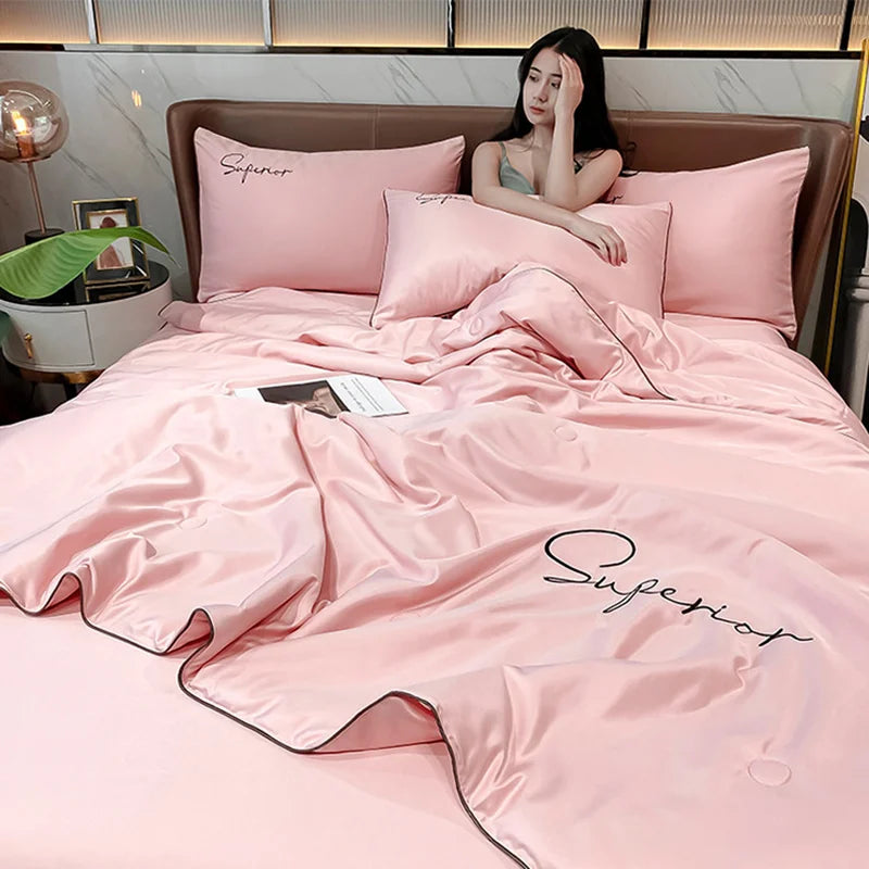 Afralia™ Satin Silky Summer Quilt: Super Soft & Breathable Bedding Blanket