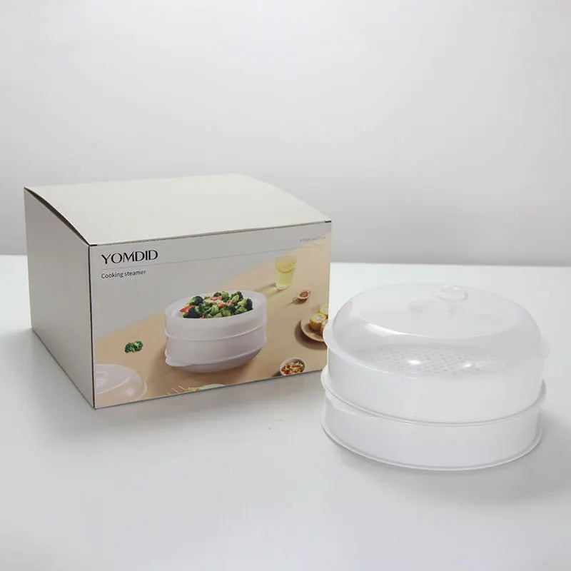 Afralia™ Microwave Steamer for Steamed Buns 1/2 Layer - Durable Kitchen Utensil