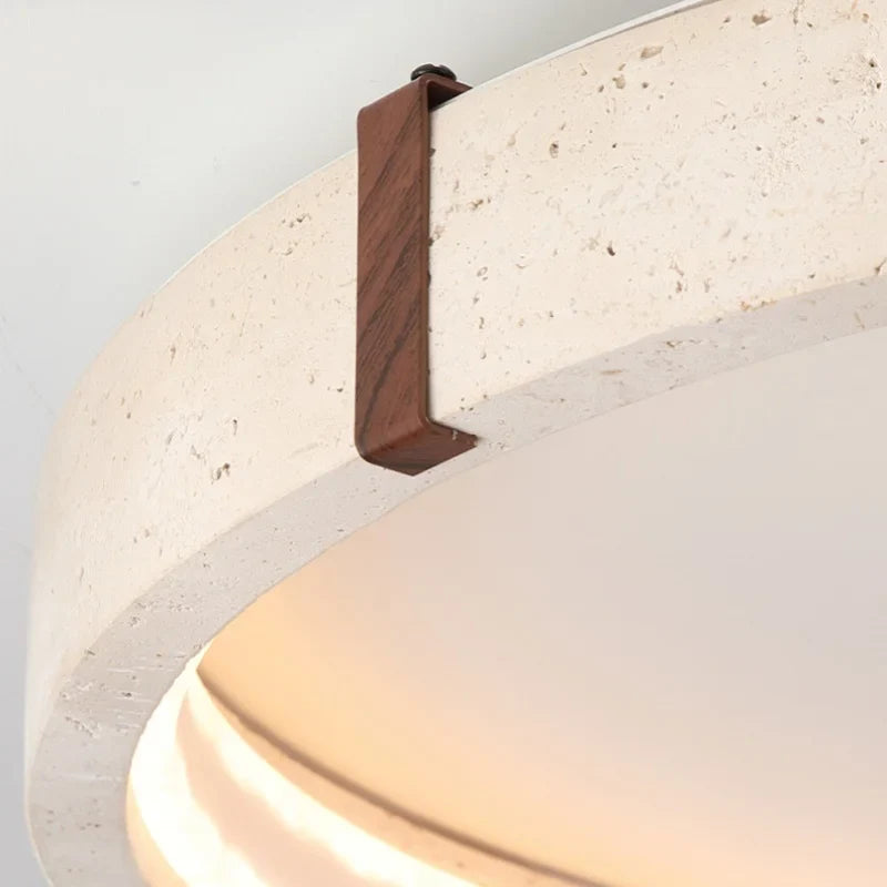 Afralia™ Wabi Sabi LED Ceiling Lamp Yellow Travertine Stone Hanging Lights