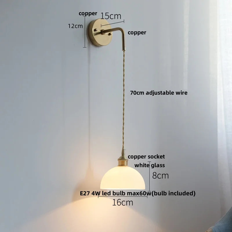 Afralia™ LED Glass Wall Light Fixture Bedroom Aisle Study Modern Adjustable Bedside Lamp