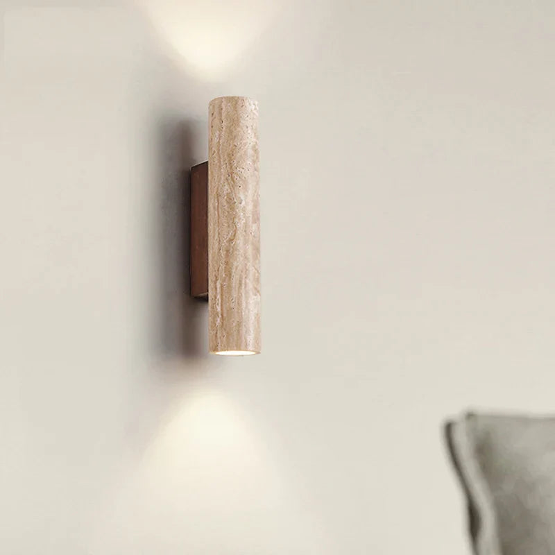 Afralia™ Taupe Marble Wall Lamp Up Down Design Japanese Style Sconce Light