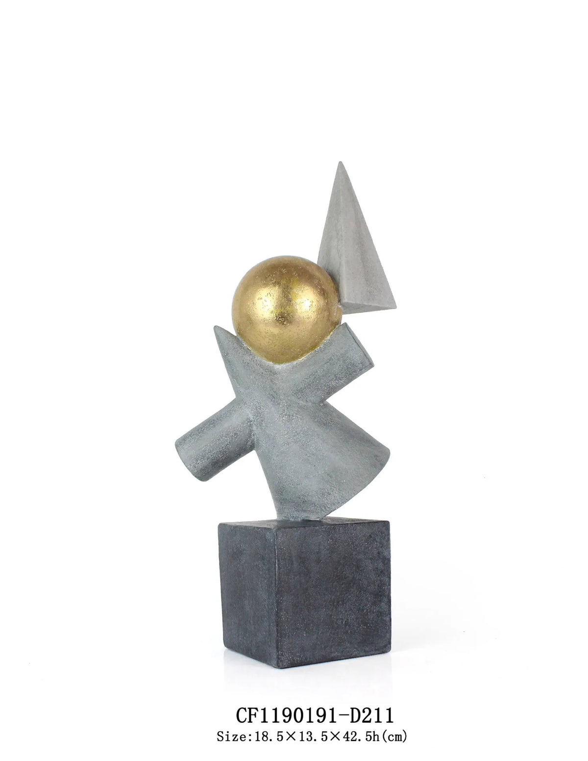 Afralia™ Geometric Gold Ball Abstract Sculpture Triangular Statues for Home Decor
