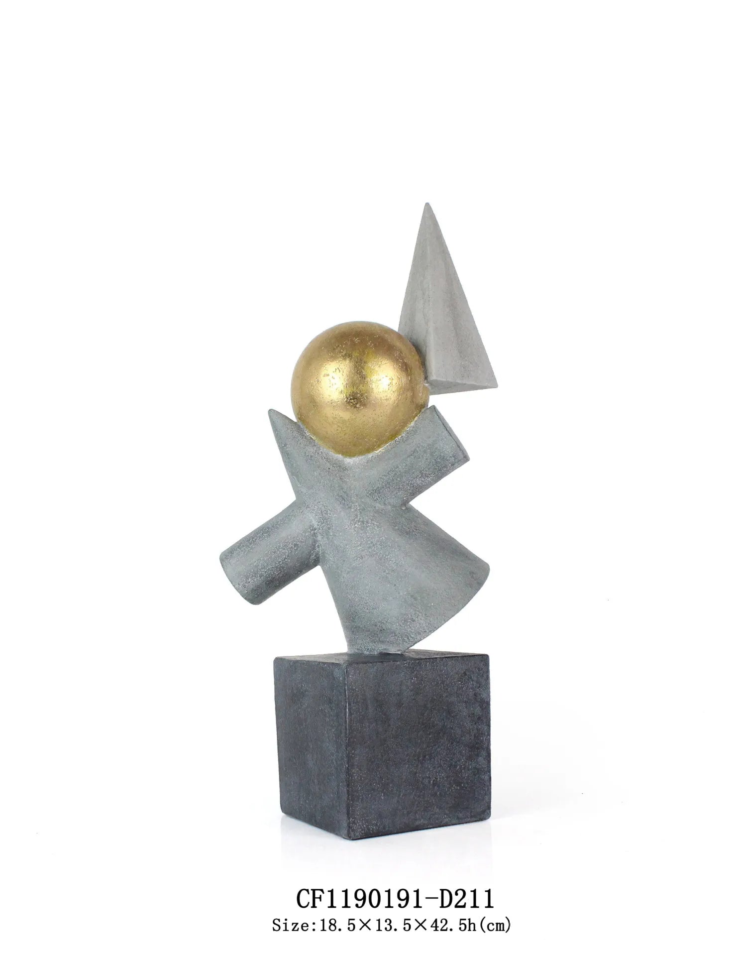 Afralia™ Geometric Gold Ball Abstract Sculpture Triangular Statues for Home Decor