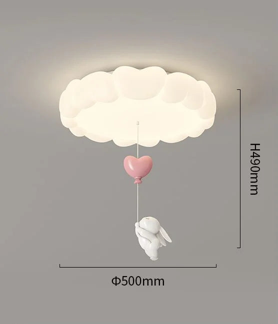 Afralia™ LED Bubble Cloud Rabbit Ceiling Light - Cream Style Warm Lighting for Children's Room