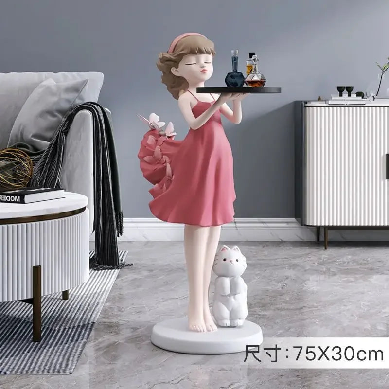 Afralia™ Nordic Fiberglass Female Statue Home Decoration Floor Sculpture