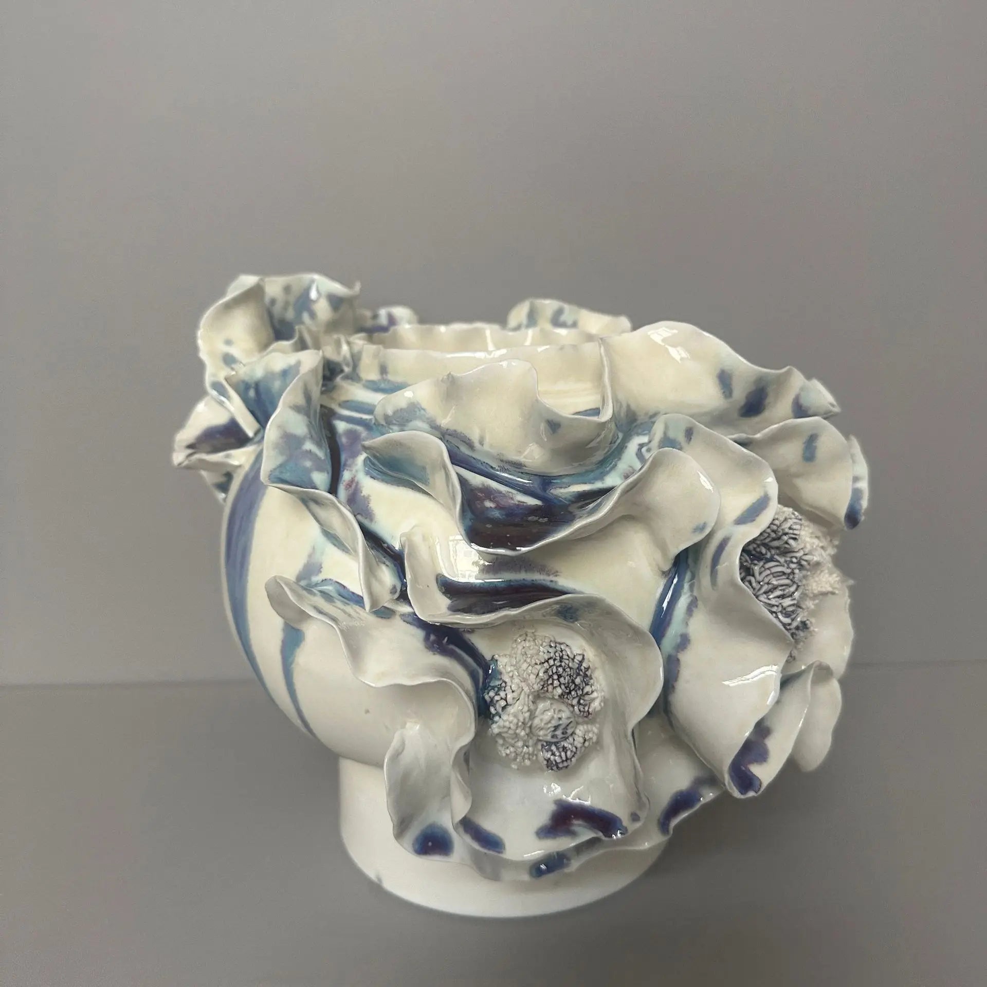 Afralia™ Handmade Porcelain Fold Pattern Vase - Home Decoration & Floral Arrangement