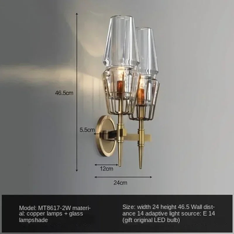 Afralia™ Crystal double head bedside table lamp for modern luxury living spaces.