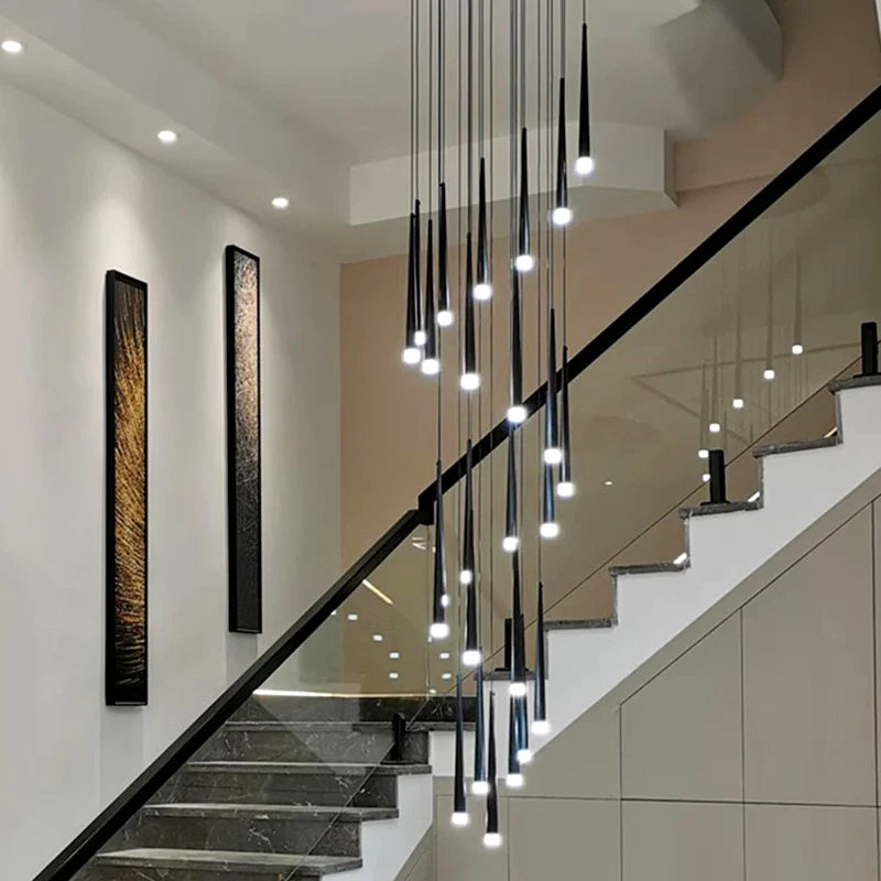 Afralia™ Modern Stair Chandelier Pendant Lights Ceiling Lamp LED Chandeliers Living Room Lighting