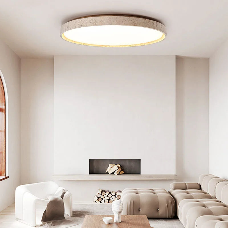 Afralia™ Yellow Cave Stone Ceiling Lamp: Retro Japanese Style Downlight for Living Room