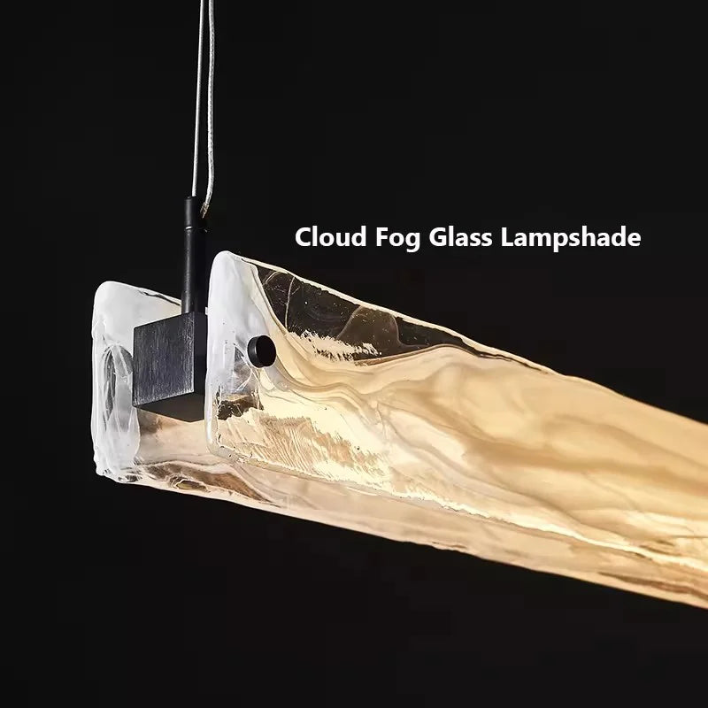 Afralia™ Cloud Fog Glass Chandelier LED Pendant Light Fixture for Modern Restaurant Bar Counter