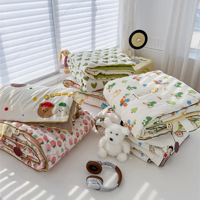 Afralia™ Love Print Soft Summer Quilt: Ice Cream Cool Feel, Skin-friendly, Washable