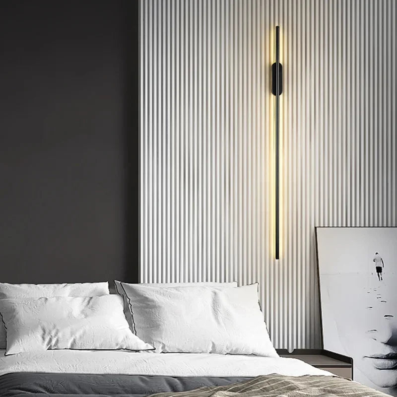 Afralia™ Black LED Wall Lights - Modern Straight Line for Bedroom, Living Room, Kitchen Décor