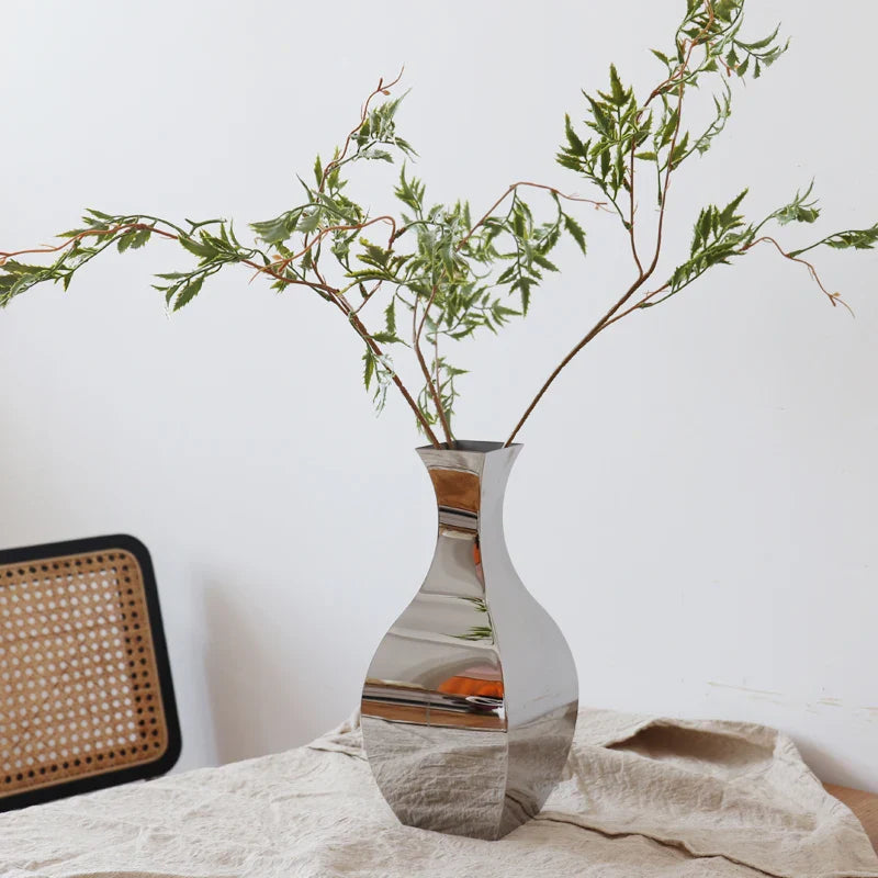Afralia™ Silver Stainless Steel Mirror Vase for Elegant Flower Arrangements and Home Decor
