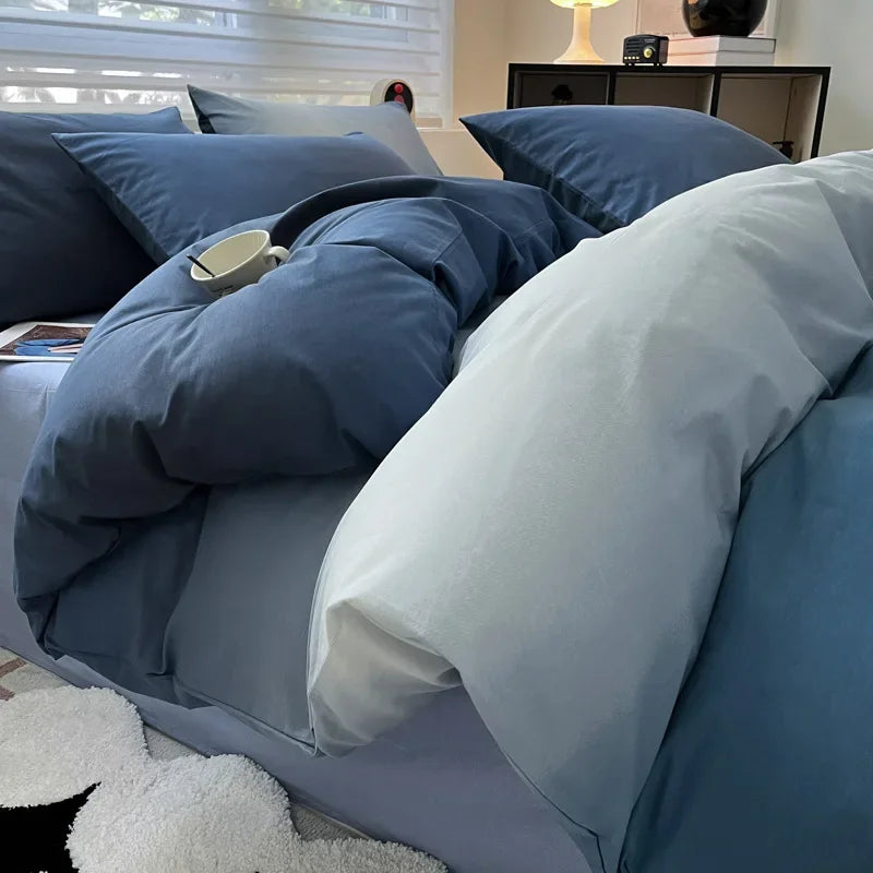 Afralia™ Luxury Striped Cotton Bedding Set for Double Bed