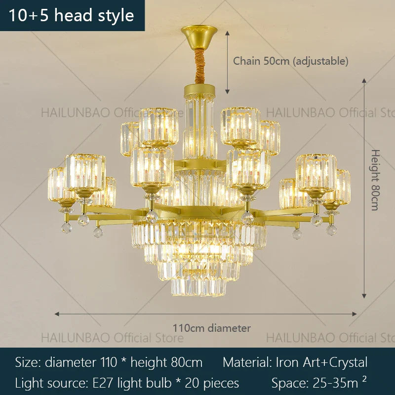 Afralia™ Crystal Chandelier: Elegant Retro Lighting for Living Room, Bedroom, and Dining Area